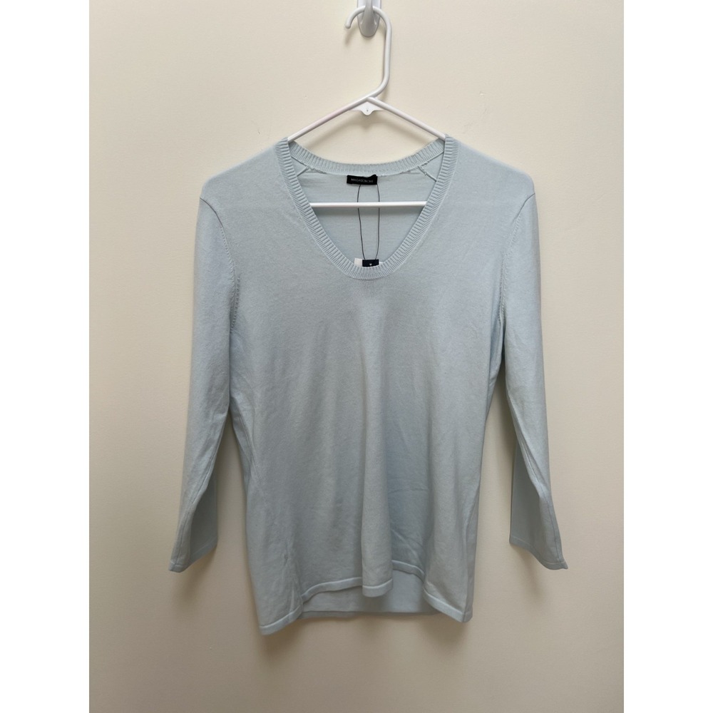 Magaschoni lightweight summer sweater v-neck light blue breathable coastal Sz M